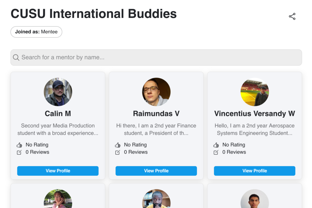 screenshot of buddies available in Vygo app